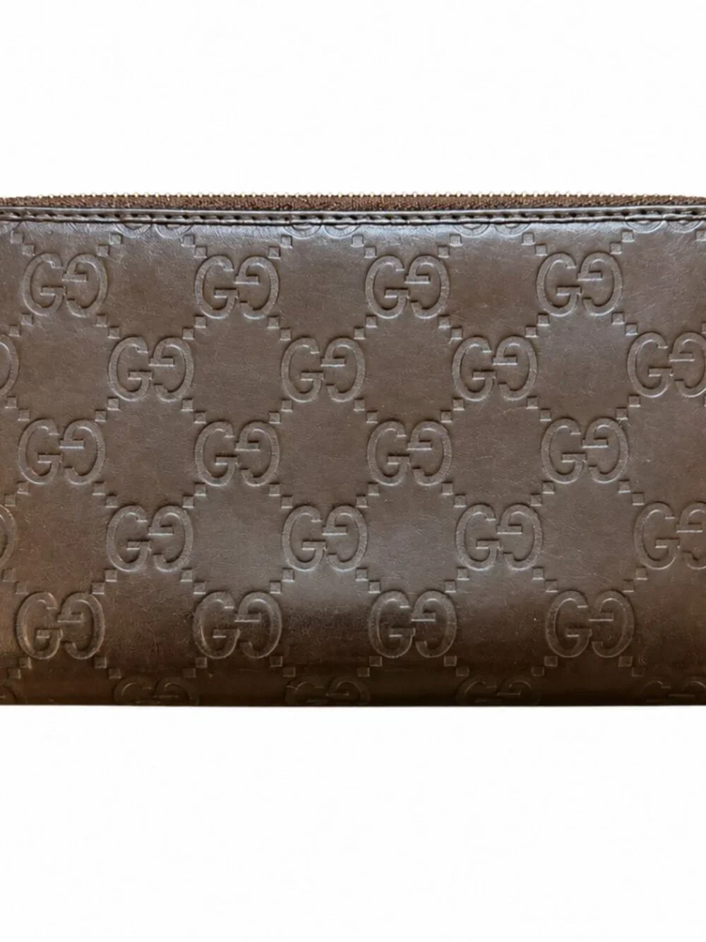 Gucci Brown Guccissima Leather Zip Around Wallet - Picture 2 of 6